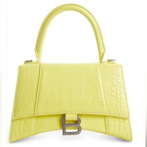 NEW🔥BALENCIAGA Small Hourglass Croc Embossed Leather Top Handle Bag🔥